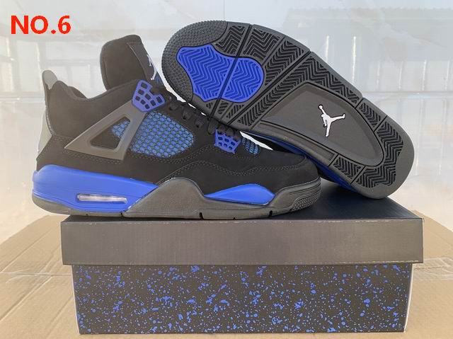 Air Jordan 4 Black Blue Men Shoes ;